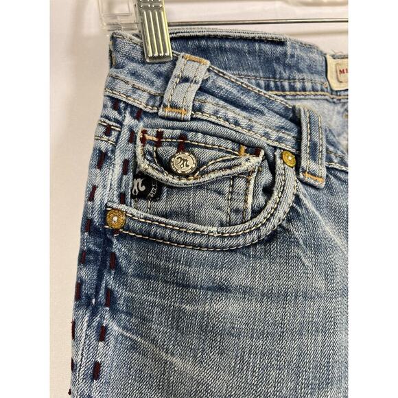 VTG Y2K Bella Swan Low Rise Mek Denim Flare Jeans Women S 27 Thick Stitch - Picture 8 of 16